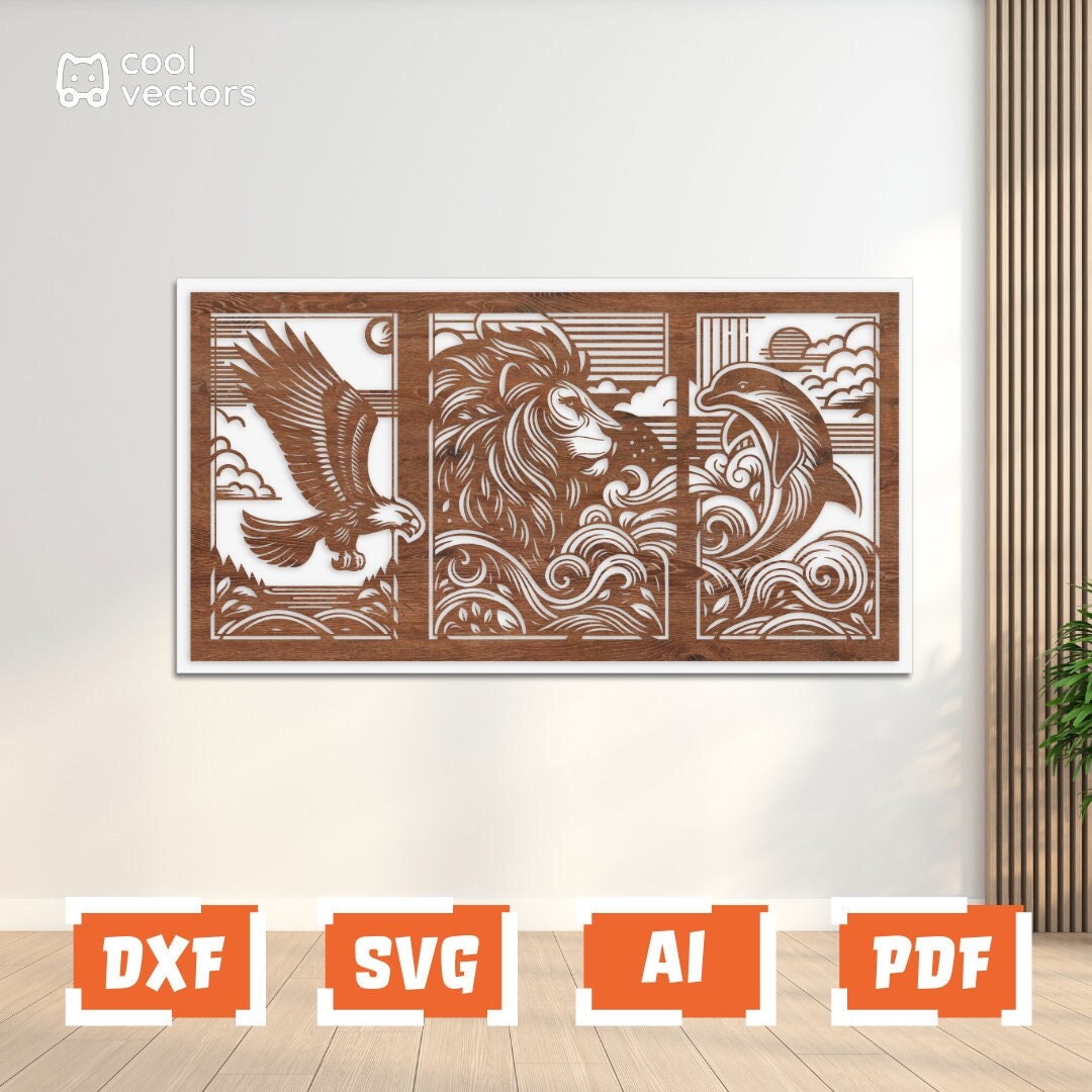 Animal Frame Laser Cut Files PDF, DXF, SVG for Wall Art Decorative ...