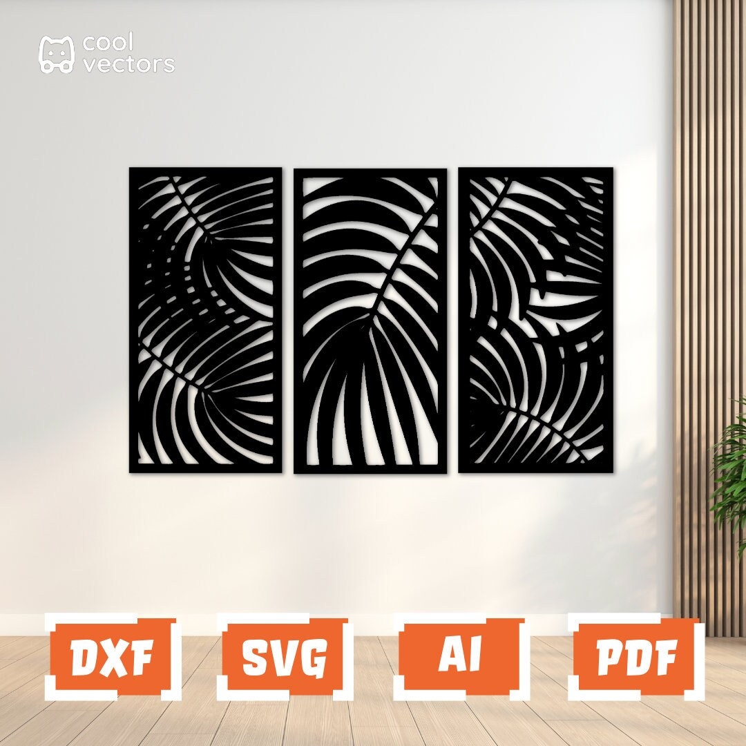Leaves Set Laser Cut Files PDF, DXF, SVG for Wall Art Decorative Vector ...