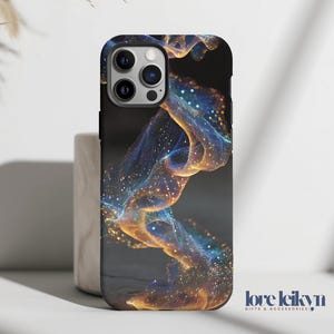 Cosmic Swirl Galaxy Faux Glitter Phone Case Smoke Black Space Cover for iPhone 16 Pro Max 15 Plus 14 13 12 11 X Samsung S25 S24 Pixel 9 8 7