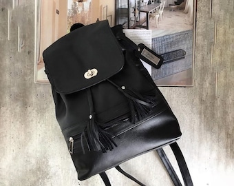 Leather Backpack, Full Grain Leather, Shoulder Bag, for Women, Laptop Bag, Back to School Gift for Her, Adjustable Strap, Zipper, For Women.