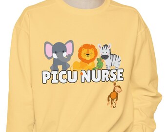 PICU sweatshirt, nurse gift, Jungle Animals, Pediatric Nurse, Peds Nurse, PICU RN, Safari Animals Nurse Sweatshirt, Nurse gift, nurses week