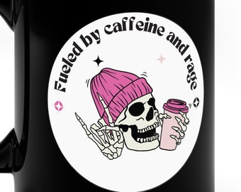 Fueled By Caffeine and Rage Mug, Nurse Gift, RN, ICU Nurse, Teacher, Social Worker, Coffee, Caffiene