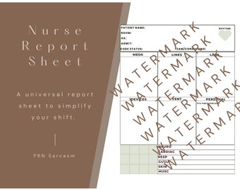 Universal Unit Nurse Report Sheet, Nurse Report, Nurse Notes, ICU Nurse, IMC Nurse