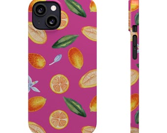 Hot Pink Slim Phone Case, iPhone, Summer Case, Fruity Case, Citrus iPhone Case, Citrus Case, Hot Pink, Summer 2024, Summer Fruit iPhone