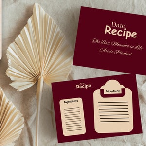 Editable Dinner Date Recipe Card, Printable Recipe Card, Digital Recipe Card, Customizable Recipe Card, Recipe Card Template 5x7