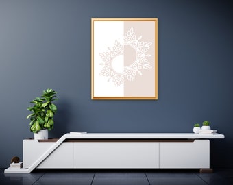 Impresión digital de mandala de loto para pared / Decoración para sala de estar / Descarga instantánea