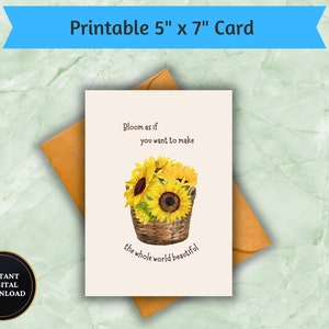Sunflower Basket Card: Motivational Greeting (Digital Download)