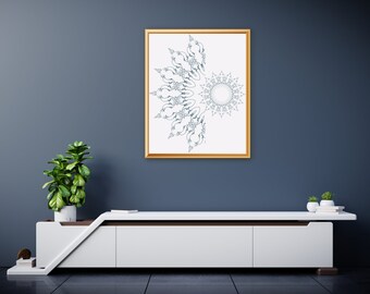 Mandala de loto para decoración de pared en el hogar u oficina (impresión digital) / Impresión floral / Descarga instantánea