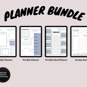 Editable Digital Planner Bundle: Daily, Weekly, Meal Planning & Recipe Book - Stay Organized Effortlessly!