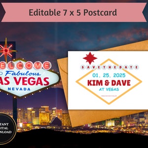Bearbeitbare Las Vegas Save the Date Einladung | Digitaler Download | 200x1200 Leinwand Vorlage | Druckbar & Digital