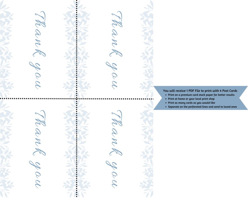 Digital Thank You Postcard | Instant Download | 5.5 X 4.25 Inches ...