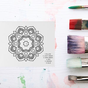 Mandala Color by Number Design for Adults and Kids | Digital Download | 20x16 Coloring Template