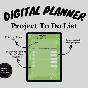 Editable Green Project To-Do List Planner - Printable Organizer - Instant Download in Canva