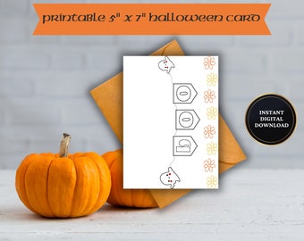 Boo Halloween Printable Card, Holiday Card, Kids Halloween Card, Downloadable Printable Card, Personalized Coloring Card