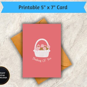 Thinking of You Card: Floral Basket, Modern Design (Digital Download)