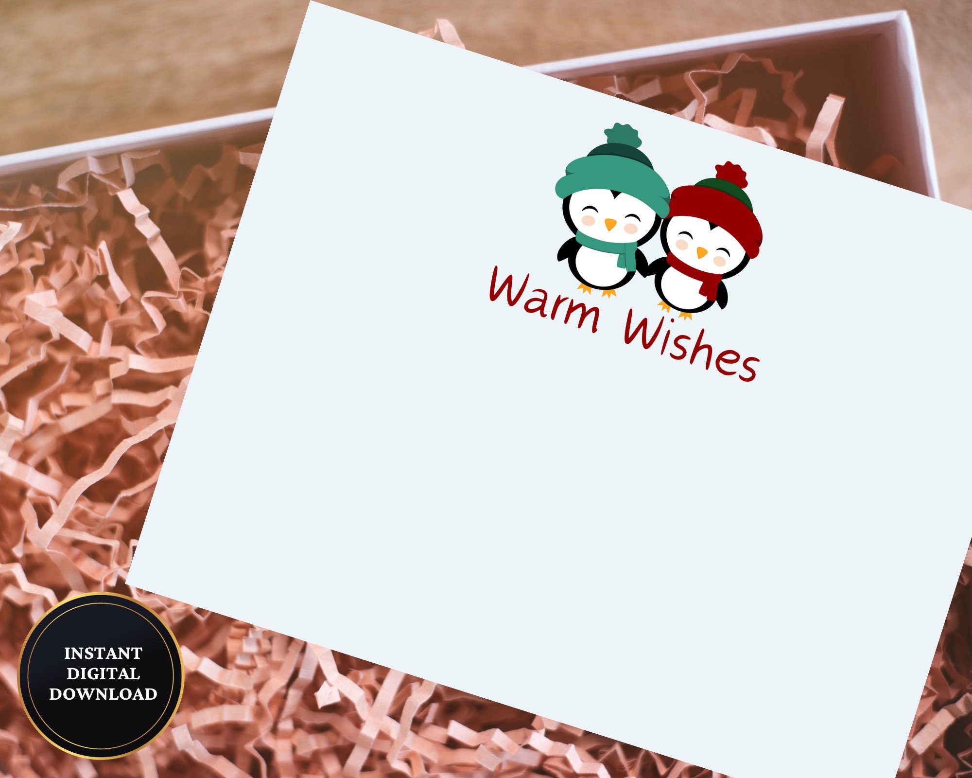 Warm Wishes Blank Note Card, Printable Holiday Note Card, Printable ...