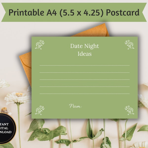 Date Night Ideas Postcard: Romantic Inspiration for Bride and Groom