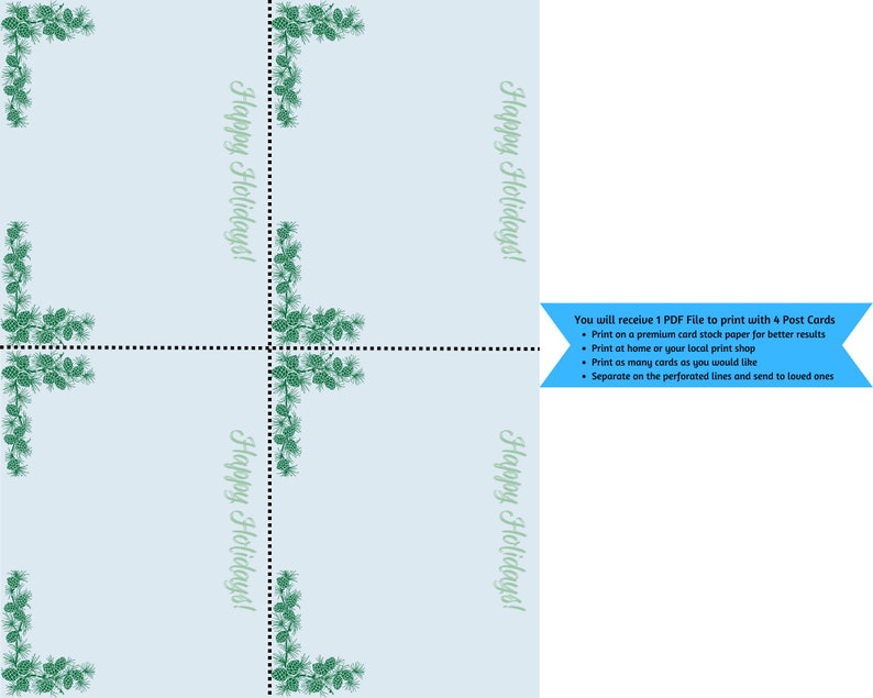 Happy Holidays Blank Note Card, Printable Holiday Note Card, Printable ...