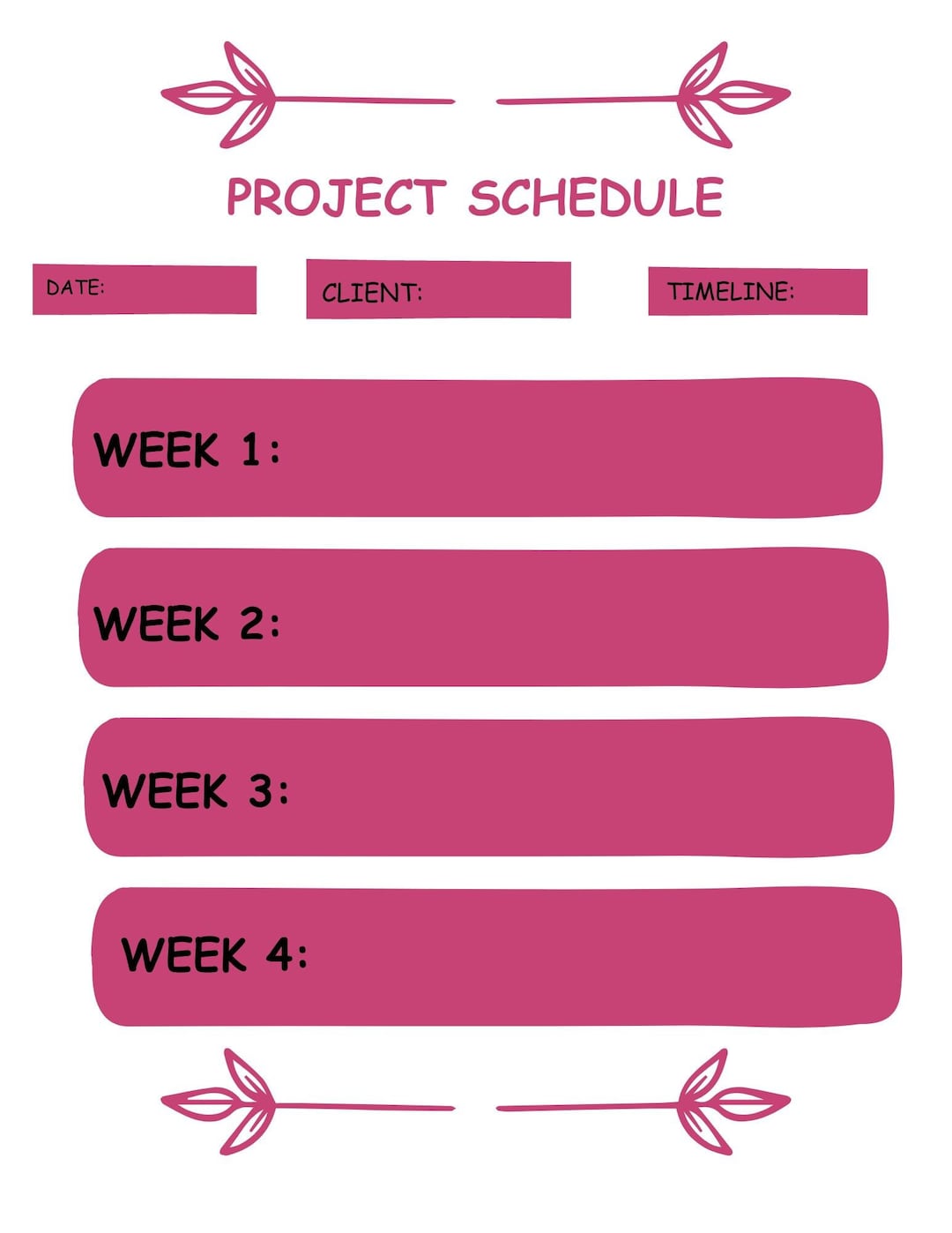 Project Scheule Template Canva Project Schedule Template Etsy