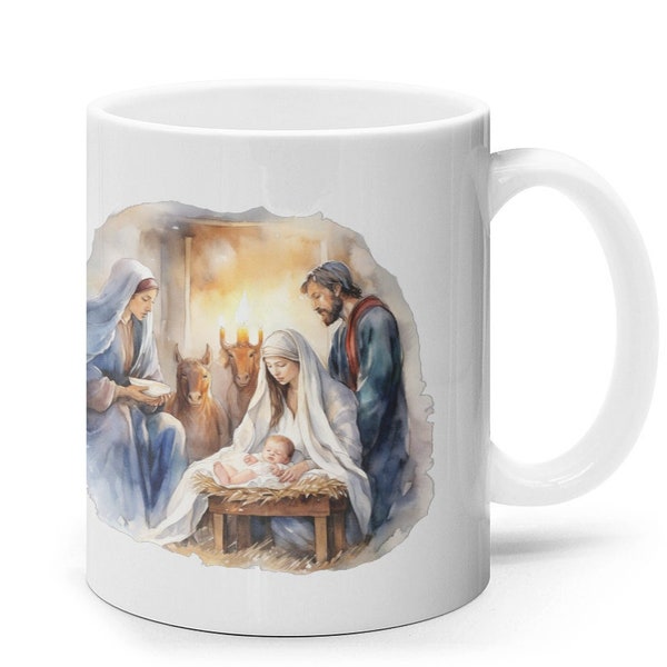 Tasses de crèche de Noël, livraison le lendemain pour toute commande avant 11 h 00, céramique imprimée 11 oz, tasses à café, tasses à thé, tasses de Noël, cadeau de Noël