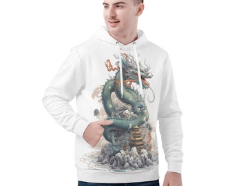 Japanese Dragon ,Men's All Over Print Hoodie, Polyester