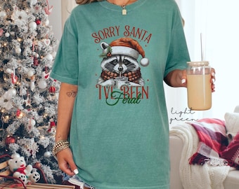 Women's Funny Raccoon Christmas T-Shirt Gift, Cute Raccoon Retro Holiday Vintage Shirt Christmas Gift For Her, Racoon Christmas Meme Tee