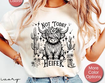 Funny Highland Cow T-Shirt Gift For Women, Cow Gifts For Cow Lovers, Heifer Cowgirl Shirt Gifts, Cute Cow Shirt For Mom, Western Graphic Tee