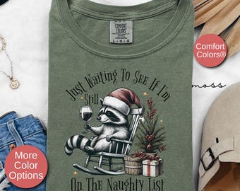 Women's Funny Raccoon Christmas T-Shirt Gift, Cute Raccoon Retro Holiday Vintage Shirt Christmas Gift For Her, Racoon Christmas Meme Tee