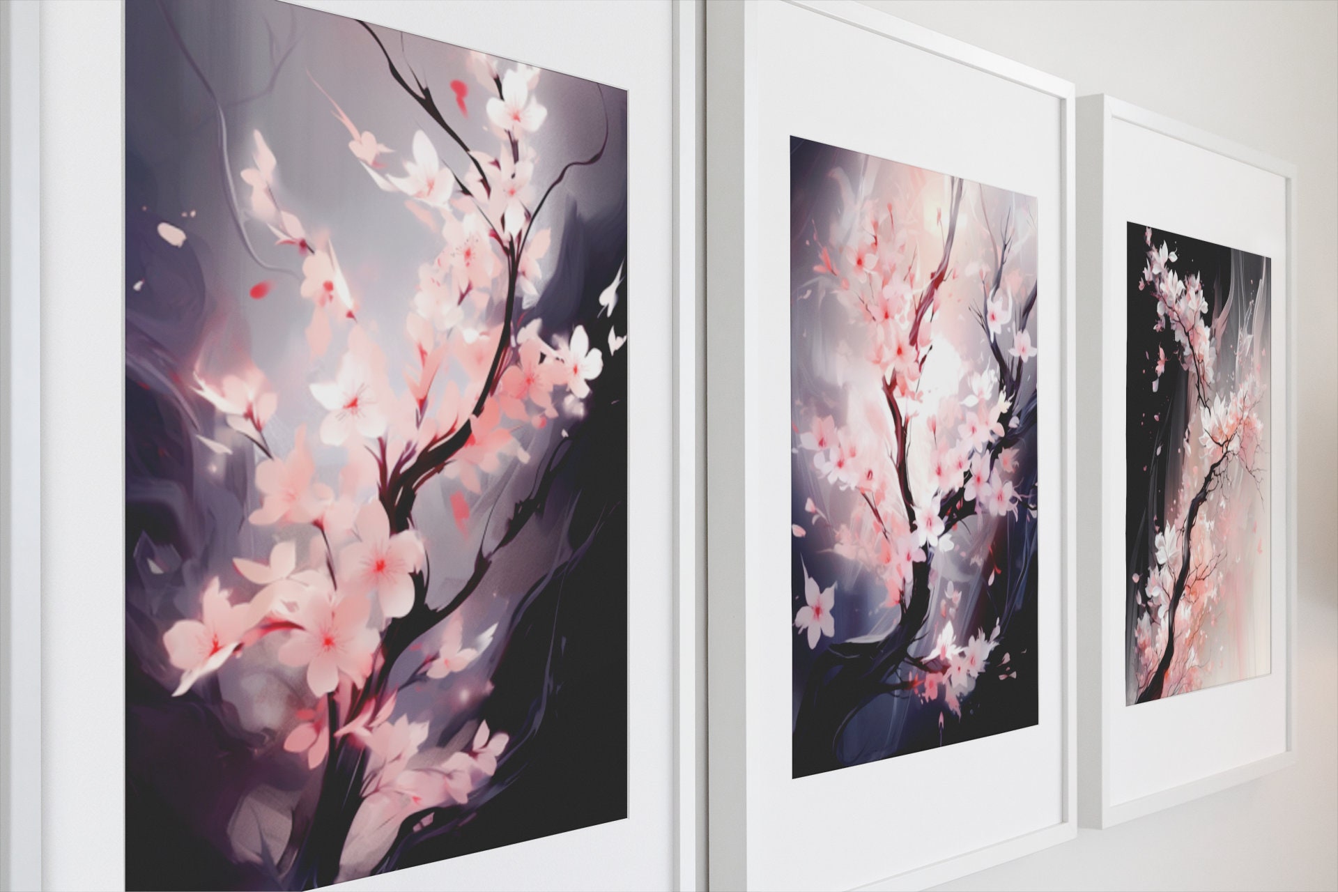 Abstract Cherry Blossom Forest Printable Wall Art Set of 3 - Etsy