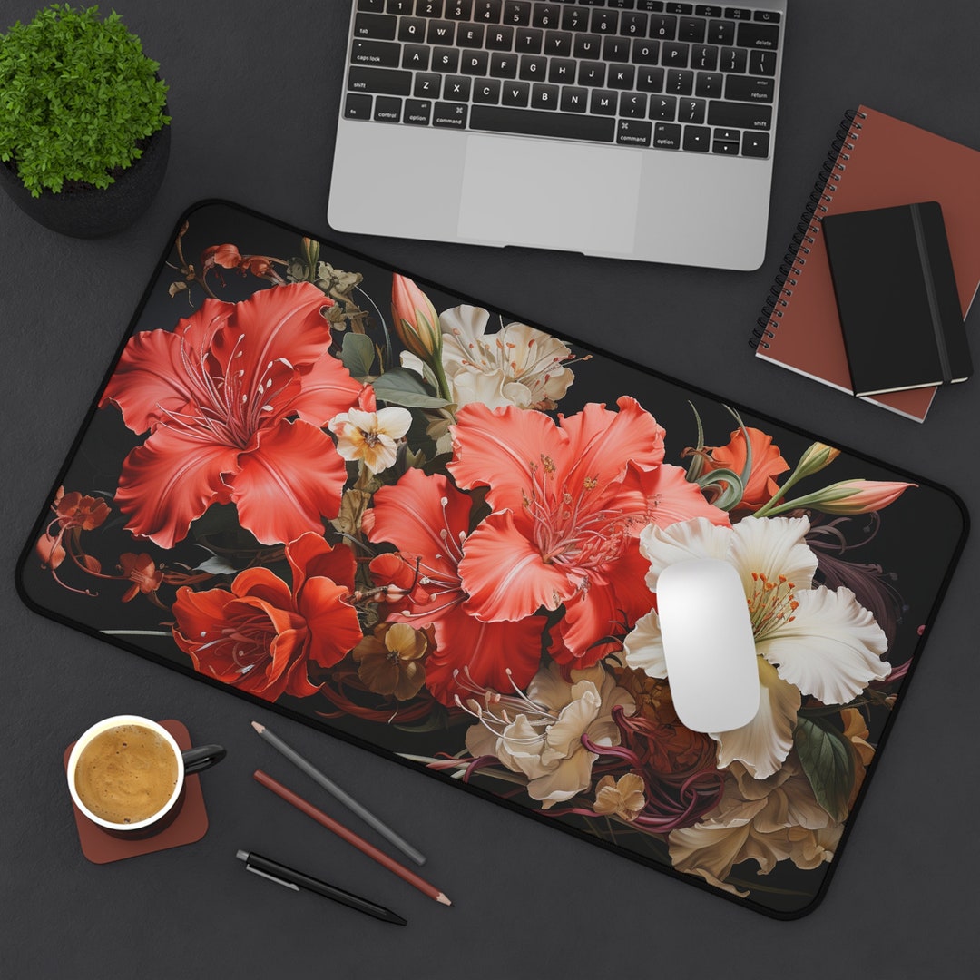 Floral Computer Mat Flower Arrangement Desk Mat , Floral Art Decor, 3 Sizes, Gift for Mom ...
