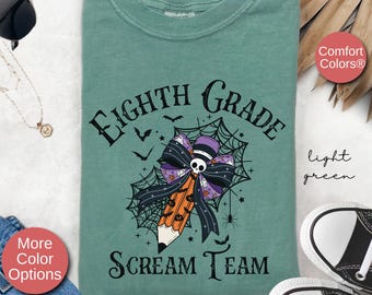 Eighth Grade Scream Team Teacher Halloween T-Shirt, School Teacher Teams Shirt For Eighth Grade, Custom Eighth Grade Halloween Teachers Gift