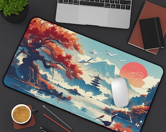 Samurai-Inspired Desk Mat , Japanese Art Decor, Shogun Era, Samurai Armor Desk Mat, Japanese Samurai Design Mouse Pad, Gaming Mouse Pad