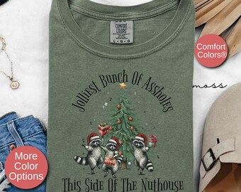 Women's Funny Raccoon Christmas T-Shirt Gift, Cute Raccoon Retro Holiday Vintage Shirt Christmas Gift For Her, Racoon Christmas Meme Tee