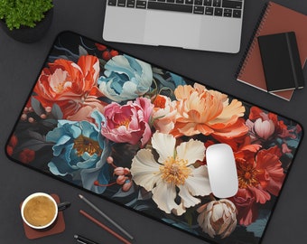 Flower Arrangement Desk Mat , Floral Art Decor, 3 Sizes, Gift For Mom, Flowers Design Mouse Pad, Gaming Mouse Pad, Gift For Sister