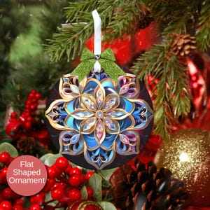 Jeweled Snowflake Christmas Design Ornament,  Christmas Ornament  Flat Shaped, Holiday Ornament, Jeweled Snowflake Shape Ornament