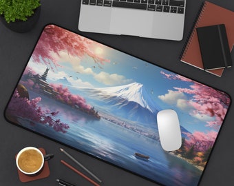 Cherry Blossom Mount Fuji Desk Mat , Floral Decor, 3 Sizes,  Cherry Blossom Mouse Pad, Gaming Mouse Pad, Floral, Cottagecore, Minimalist