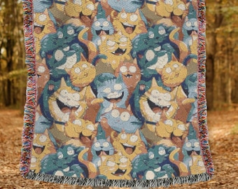 Manta tejida para amantes de los gatos, tapiz de gato, regalo de gatos de dibujos animados, manta tejida acogedora para mamá o papá gato, regalo para dueño de gato, manta tejida para gato, regalo para mamá gata