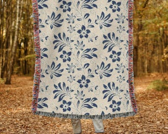 Vintage Floral Woven Blanket Floral Woven Blanket Boho Woven Throw Blanket Cozy Nature-Inspired Throw Wildflowers Cottagecore Blanket