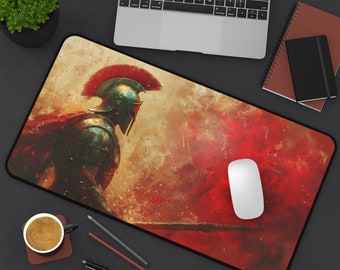 Spartan-Inspired Desk Mat , Spartan Art Decor, 3 Sizes, Spartan Armor Desk Mat, Spartan Design Mouse Pad, Gaming Mouse Pad