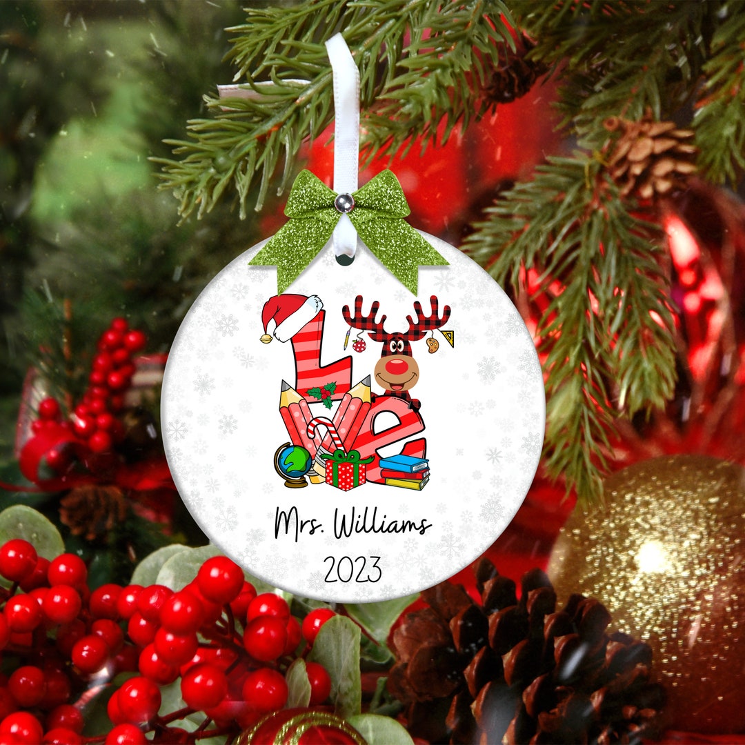 Custom Teacher Ornament, Personalized Ornament for Teacher, Customizable Christmas Ornament