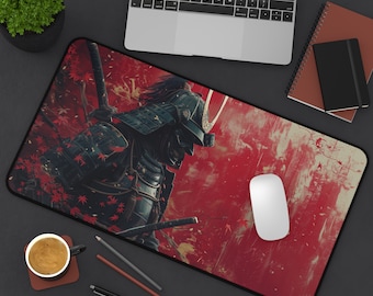 Samurai-Inspired Desk Mat , Japanese Art Decor, 3 Sizes, Samurai Armor Desk Mat, Japanese Samurai Design Mouse Pad, Gaming Mouse Pad