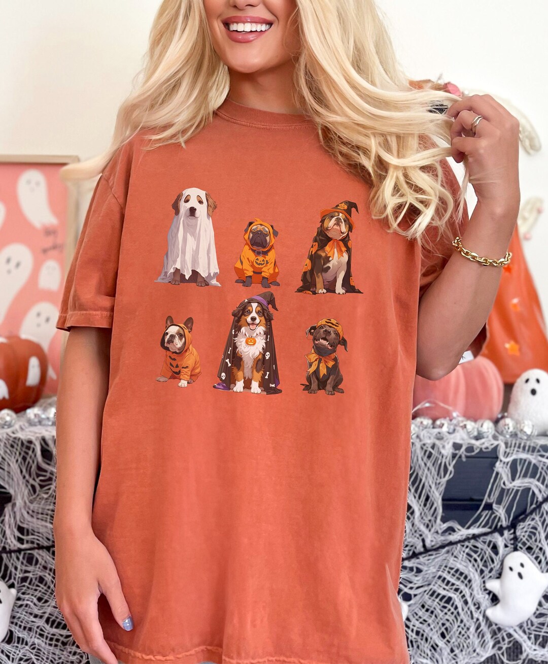 Comfort Colors Halloween Dogs Shirt, Cute Dogs in Costumes Shirt ...