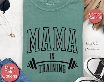 Camiseta de maternidad para mamá en entrenamiento, regalo para mamá primeriza, camiseta de gimnasio para futura mamá, regalo para culturista, anuncio de embarazo, camiseta de entrenamiento de maternidad