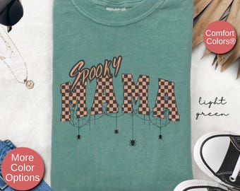 Spooky Mama Retro Shirt for New Mom Gift for Halloween -Mama Tshirt -Halloween Mom tshirt Women Mom Shirt for Spooky Season Mama Shirt