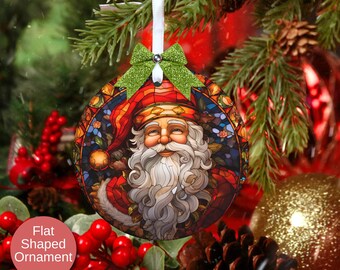 Stained Glass Santa Claus Christmas Ornament Design, Father Christmas, Christmas Ornament, Holiday Ornament, Whimsical Santa Claus Ornament