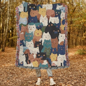 Cat Lover Woven Blanket Cat Tapestry Cat Themed Gift Cozy Woven Throw for Cat Mom or Dad Cat Owner Gift Cat Woven Blanket Gift for Cat Mom