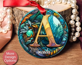 Personalized Letter Name Monogram Ornament Holiday Keepsake Christmas Ornament For Tree Acrylic Ornament with Ribbon Christmas Tree Decor
