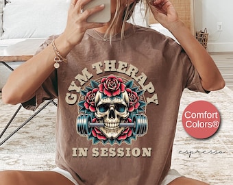 Camiseta de terapia de ginástica, presente fitness para amantes de academia, presente para levantadores de peso, capa de bomba, camiseta grande para exercícios, camiseta de motivação para academia Muscle Mommy