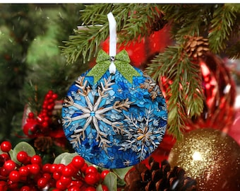 Stained Glass Snowflake Christmas Ornament Design,  Christmas Ornament  Flat Shaped, Holiday Ornament, Whimsical Snowflake Shape Ornament