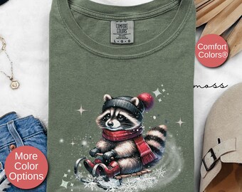 Cute Raccoon Retro Holiday Vintage Shirt Christmas Gift For Her, Women's Funny Raccoon Christmas T-Shirt Gift, Racoon Christmas Meme Tee